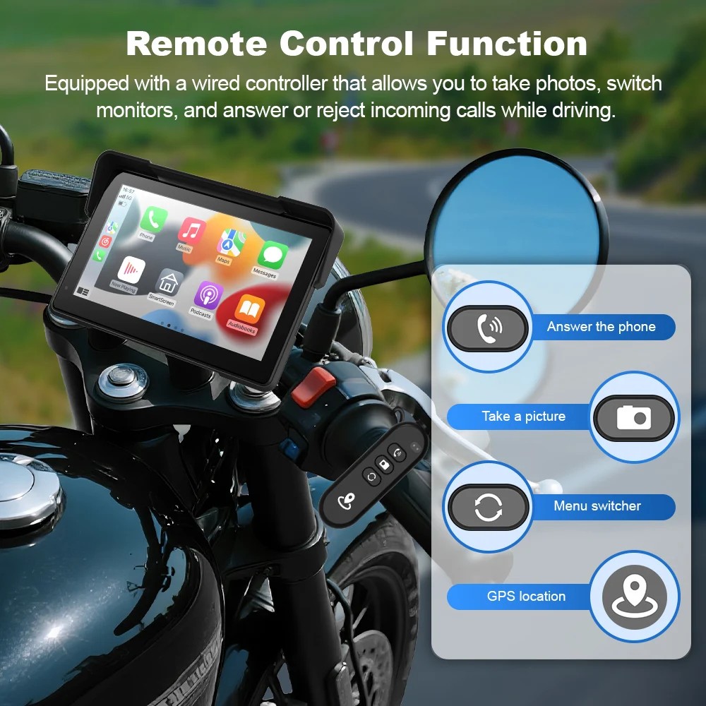 7" Motorcycle w/ Carplay Android Screen Dual Bluetooth Portable GPS Navigation