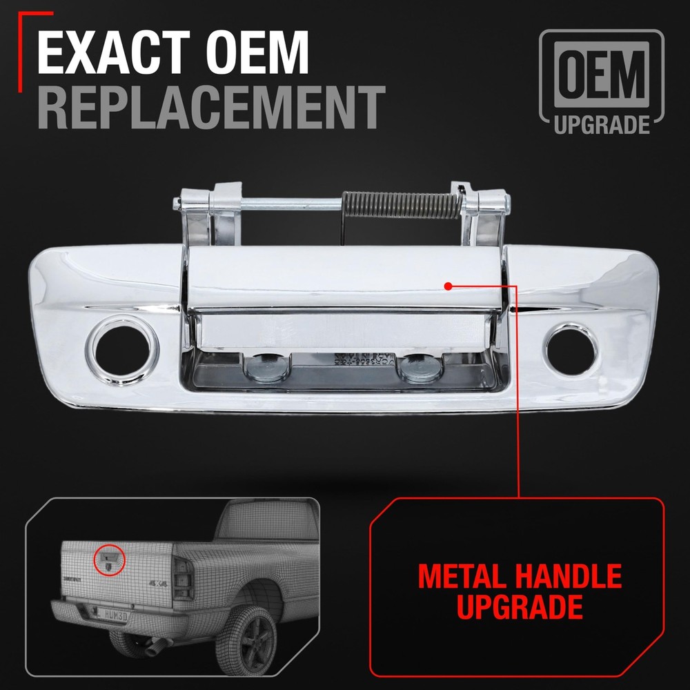 T1A Tailgate Handle Assembly, Upgraded Metal - Compatible with 2009-2012 Dodg...