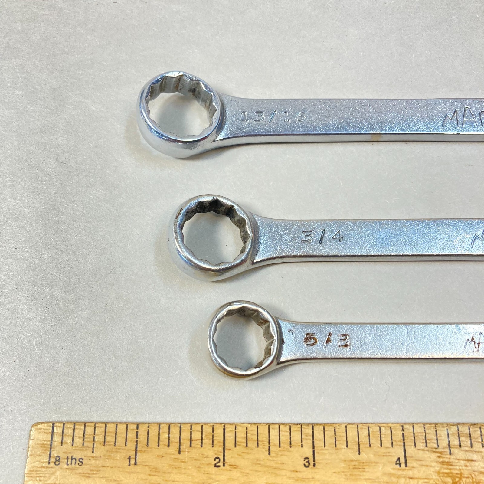 Mac Tools Combination Wrench Set 3 Pc 13/16" 3/4" 5/8" 6 Point CW Series USA