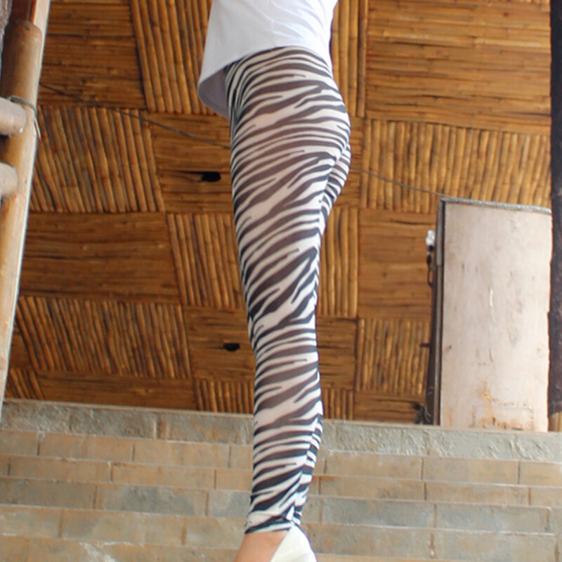 Women Stripe Mesh Leggings Sheer Fitness Skinny Pants Stretchy Outdoor Sexy