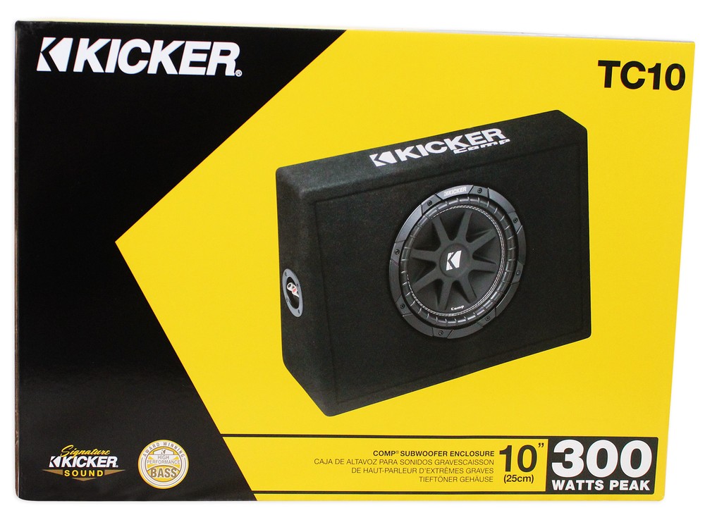 KICKER 43TC104 Comp 10" Subwoofer In Thin Profile Sub Box Enclosure, 4-Ohm