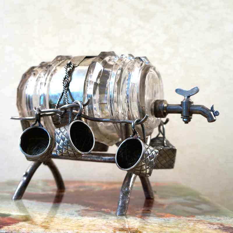 Russian Antique Crystal Silver Barrel