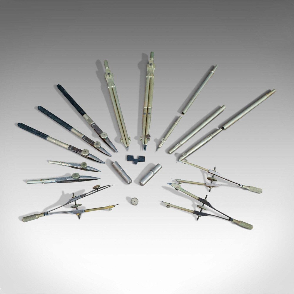 Vintage Draughtsman's Set, German, Drawing Instruments, Riefler, Circa 1950