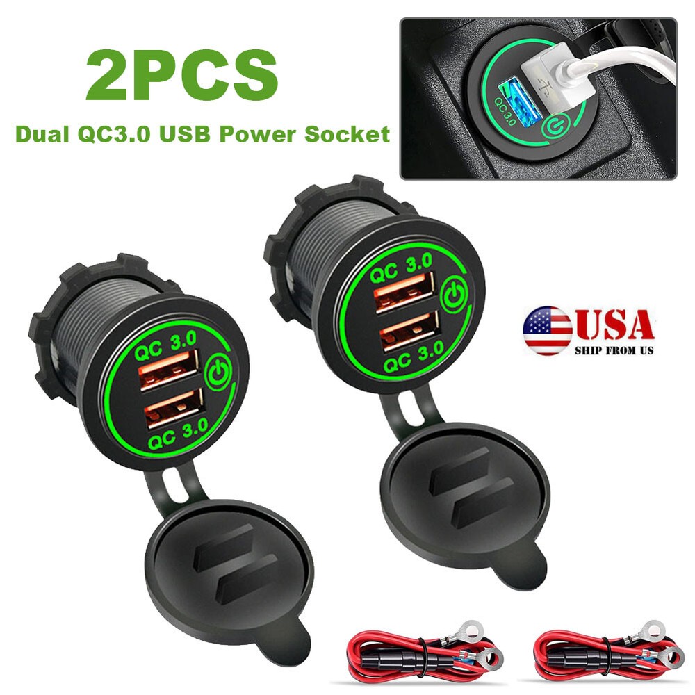 2PCS USB Outlet Quick Charge Socket 3.0 Dual USB Power Outlet with Touch Switch