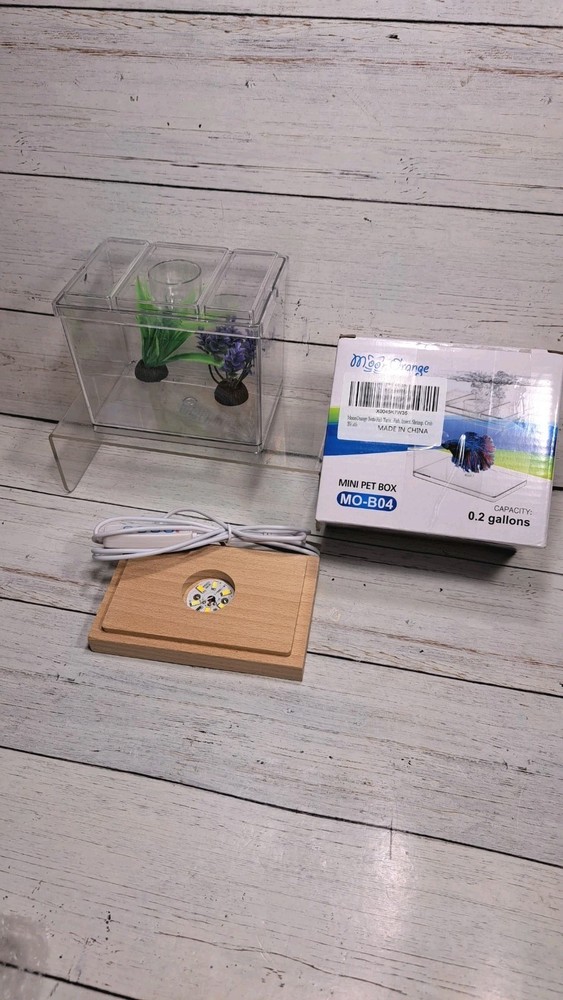 Mini Betta Fish Tank Kit with LED Light Base, Small Fish Bowl for Temporary...