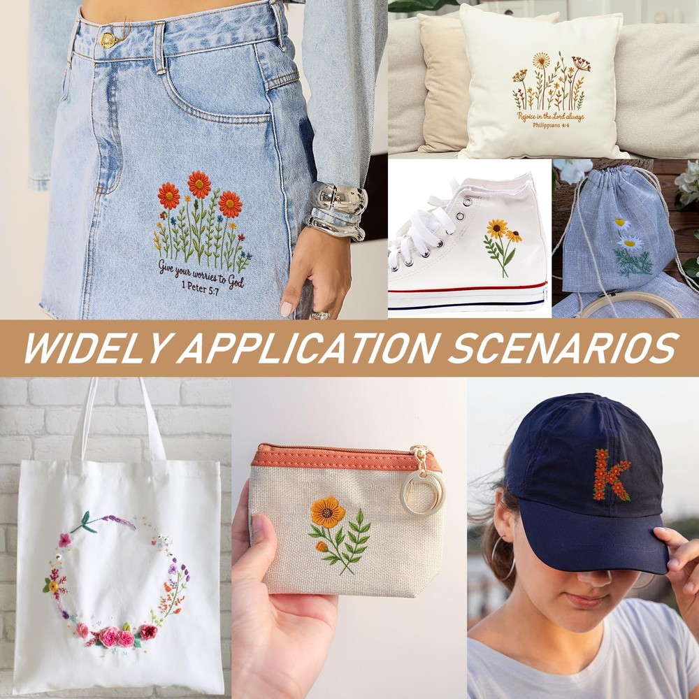 Water Soluble Stabilizer Embroidery Patterns - 3 Bible flower 6, multicolored
