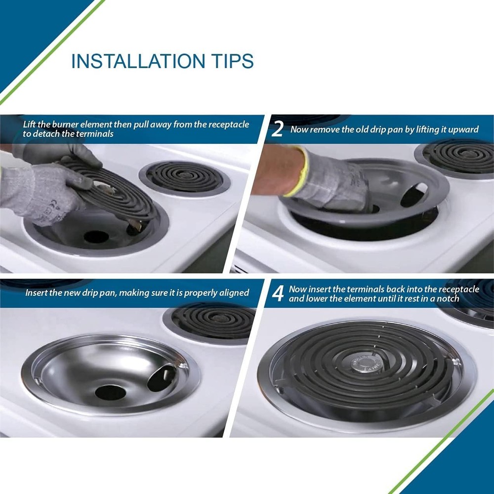Replacement Range Cooktop Drip Pans fit GE - Two 6 in (PK2)