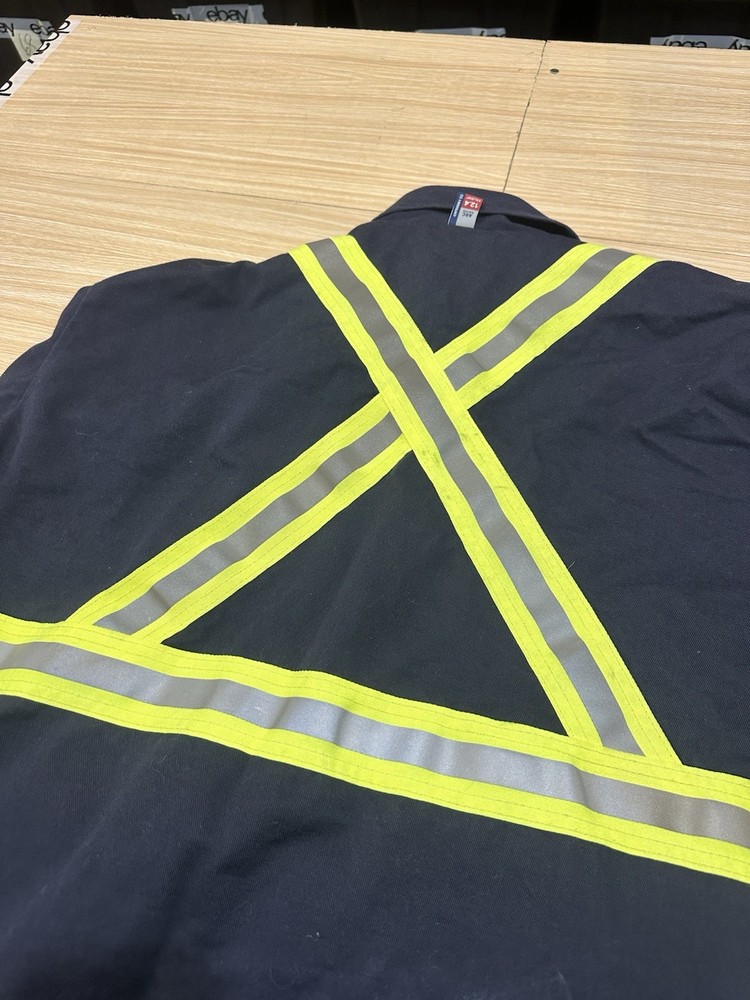 Big Bill FR Unlined Bomber Canvas Hi Vis Work Jacket Blue Size Large