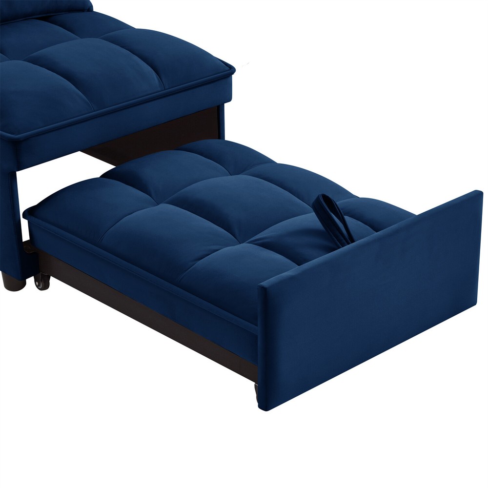 Convertible Sofa Bed Multi-Function Folding Recliner Sofa Chairs w/ Pillows Navy