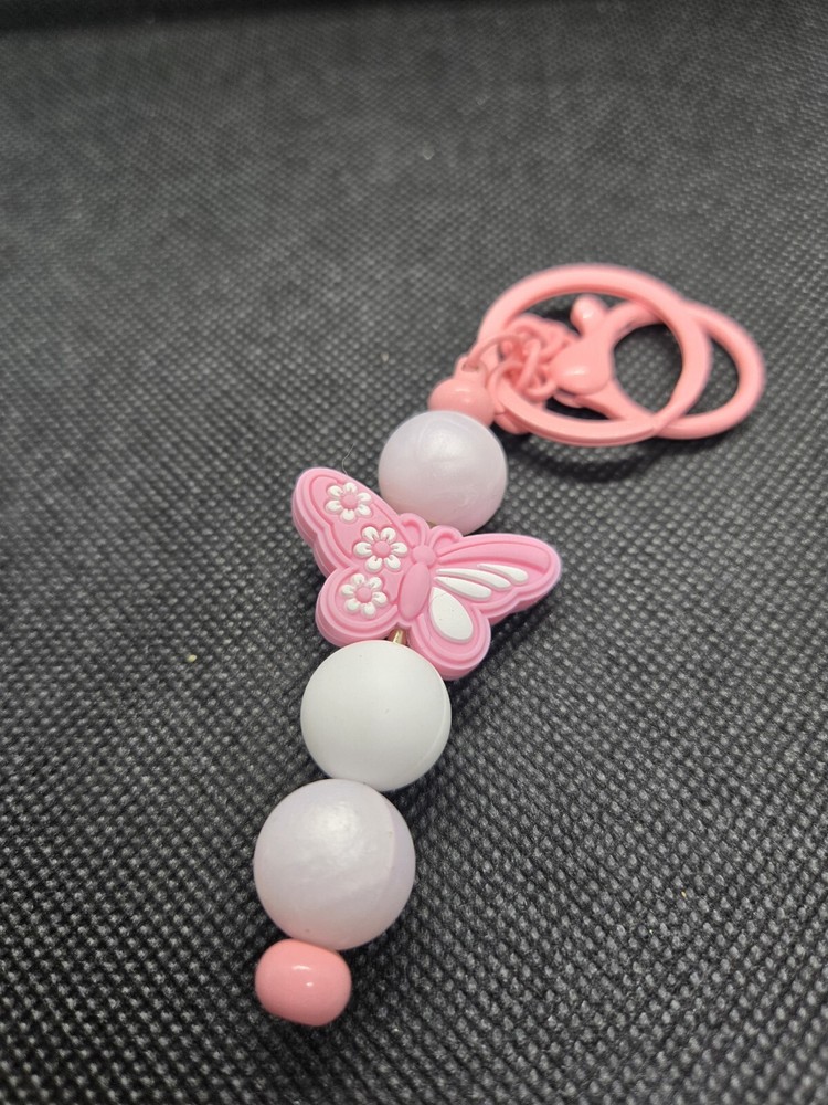 Handcrafted Pink Butterfly Bead Key Chain