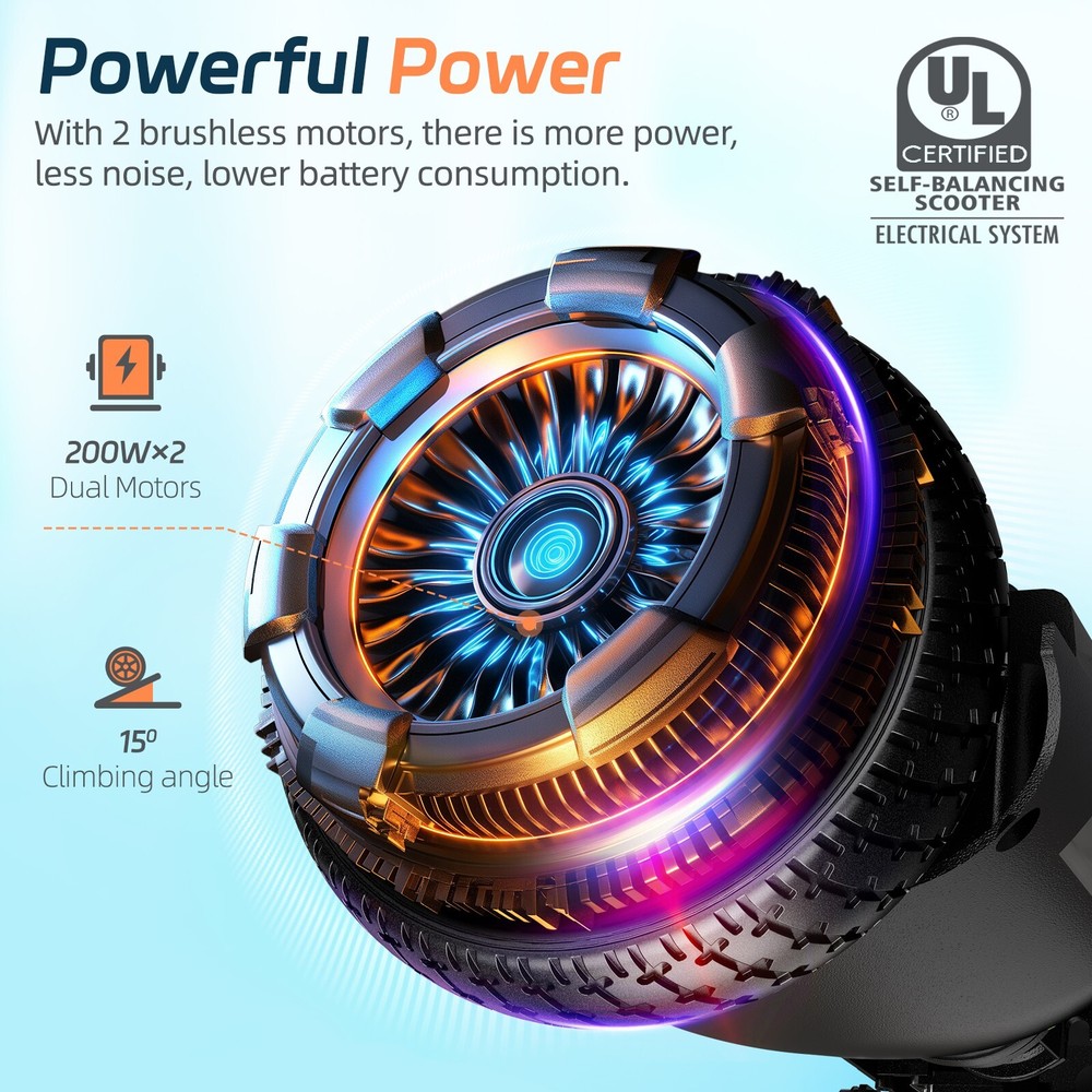 Hoverboard Electric with Bluetooth Speaker Bright Light Self-Balancing Scooter