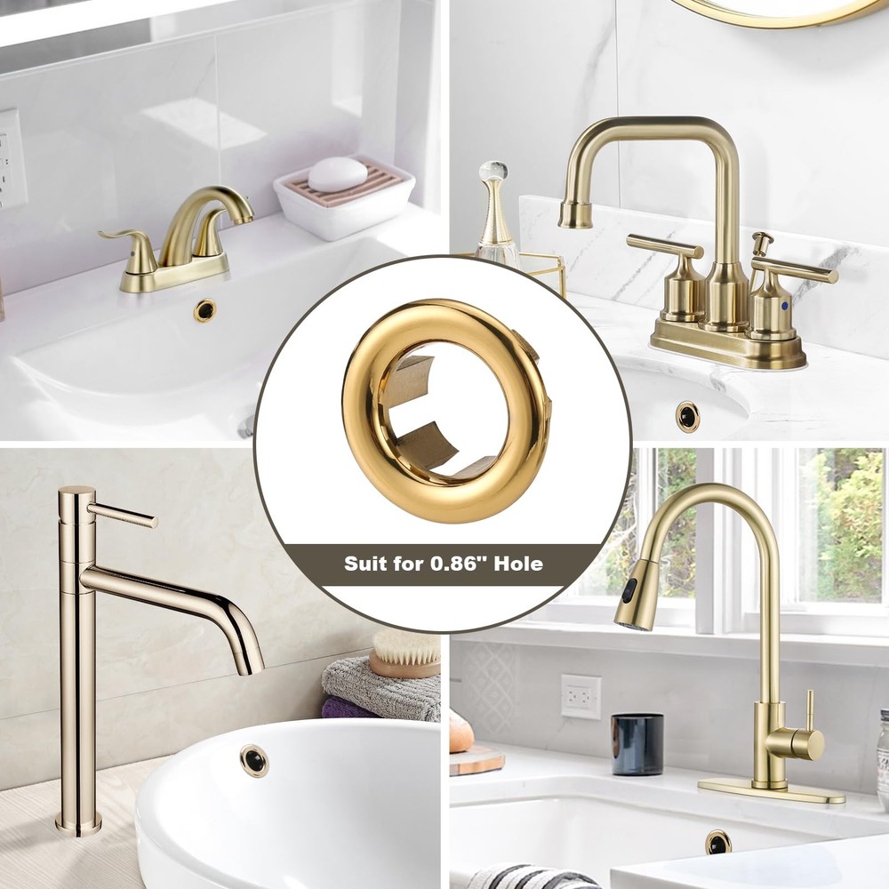 Sink Overflow Ring Brushed Gold: ARCORA 2 Pack Bathroom Gold-2