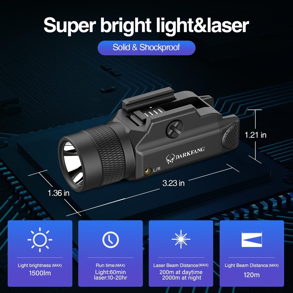 DARKFANG Tactical Flashlight and Green Laser Light Combo