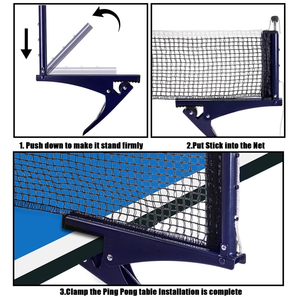 Collapsible Table Tennis Net Portable Posts Adjustable Clip Standard Ping Pong