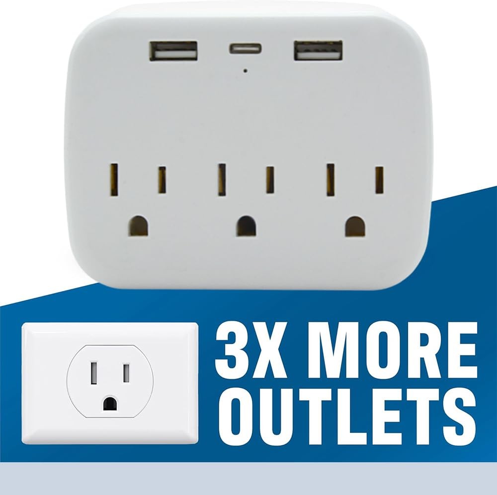 2 Conector Multiple De Corriente Con USB/C Para Pared Viaje Cargar Celulares Set