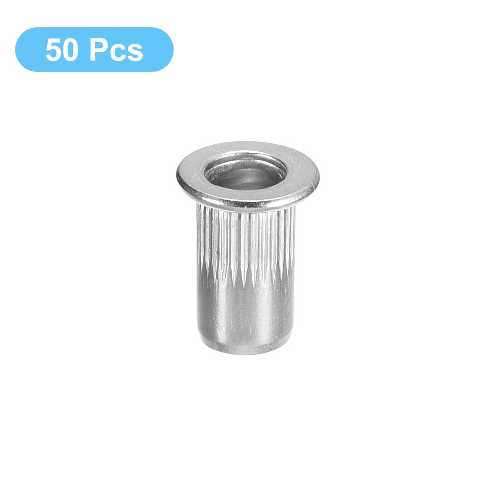#8-32 Rivet Nuts, 50pcs 304 Stainless Steel Flat Head Threaded Insert Nuts
