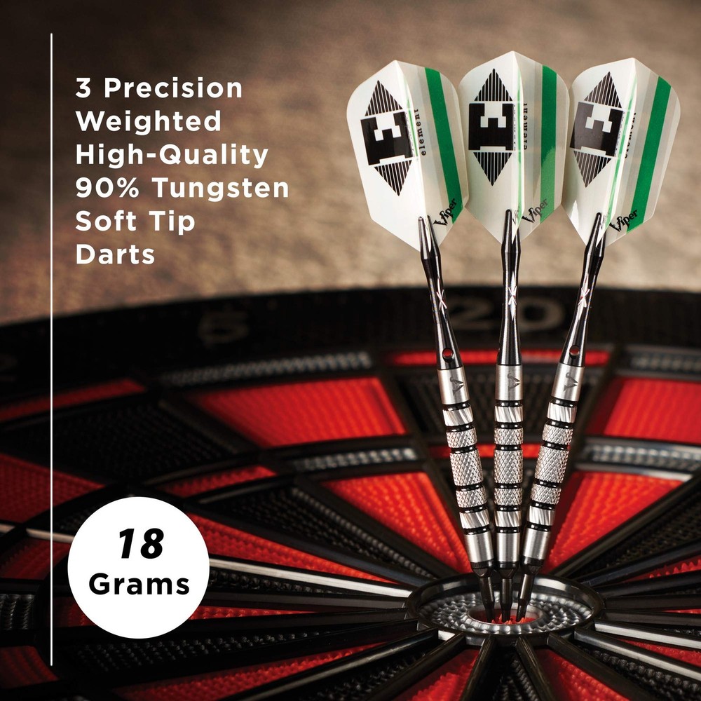 Viper Element 90% Tungsten Soft Tip Dart Set w/ Case, Knurled, 18g