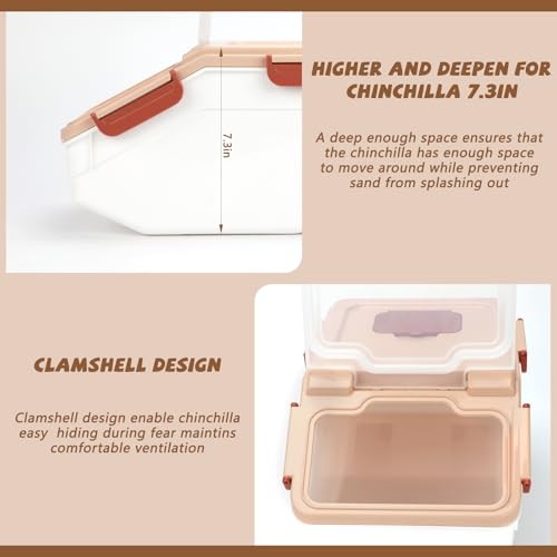 Extra Large Chinchilla Sand Bath Container Kit, Plastic Chinchilla Dust Pink