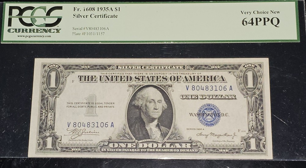 1935A $1 Silver Fr. 1608 VA Block PCGS 64 PPQ
