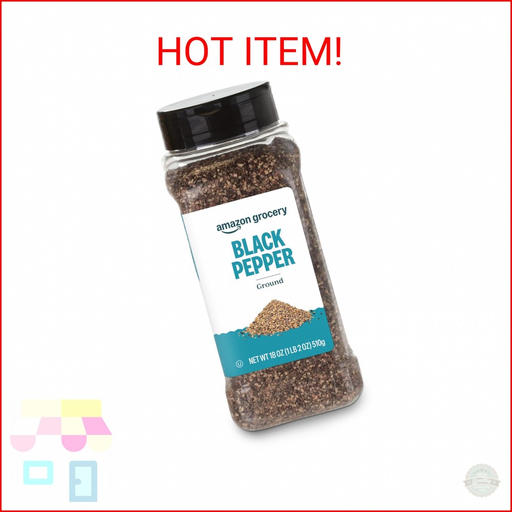 Amazon Grocery, Ground Black Pepper, 18 Oz