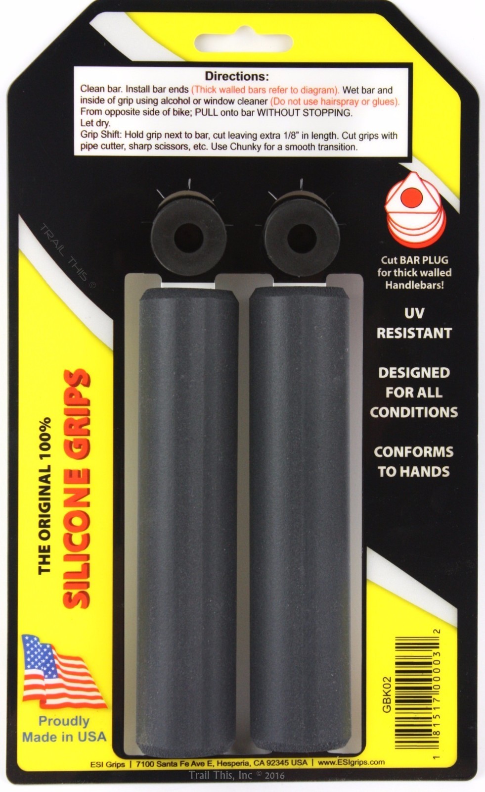 ESI Chunky Black 100% Silicone MTB Bike Grips Shock Absorbing 32mm / 130mm