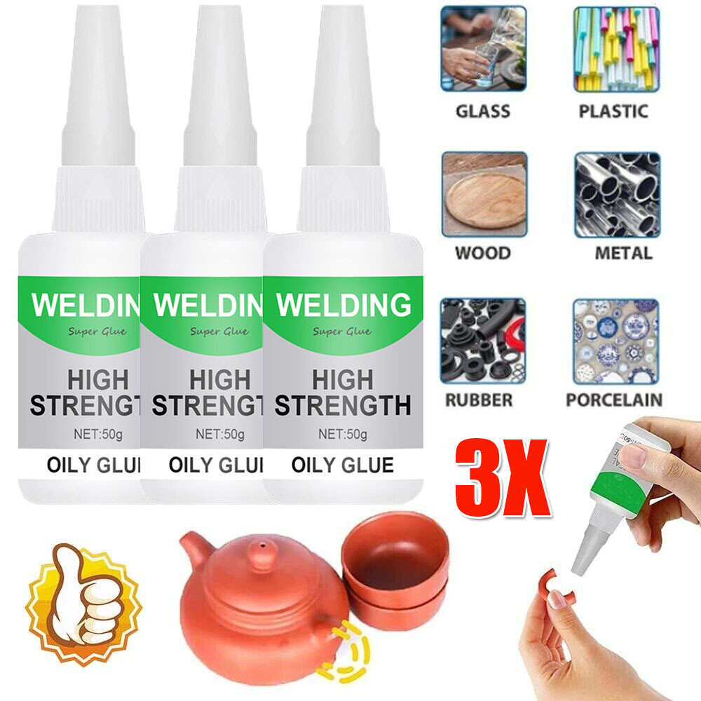 3 Pack Multifunctional Welding High-Strength Oily Glue Universal Super Glue 50g