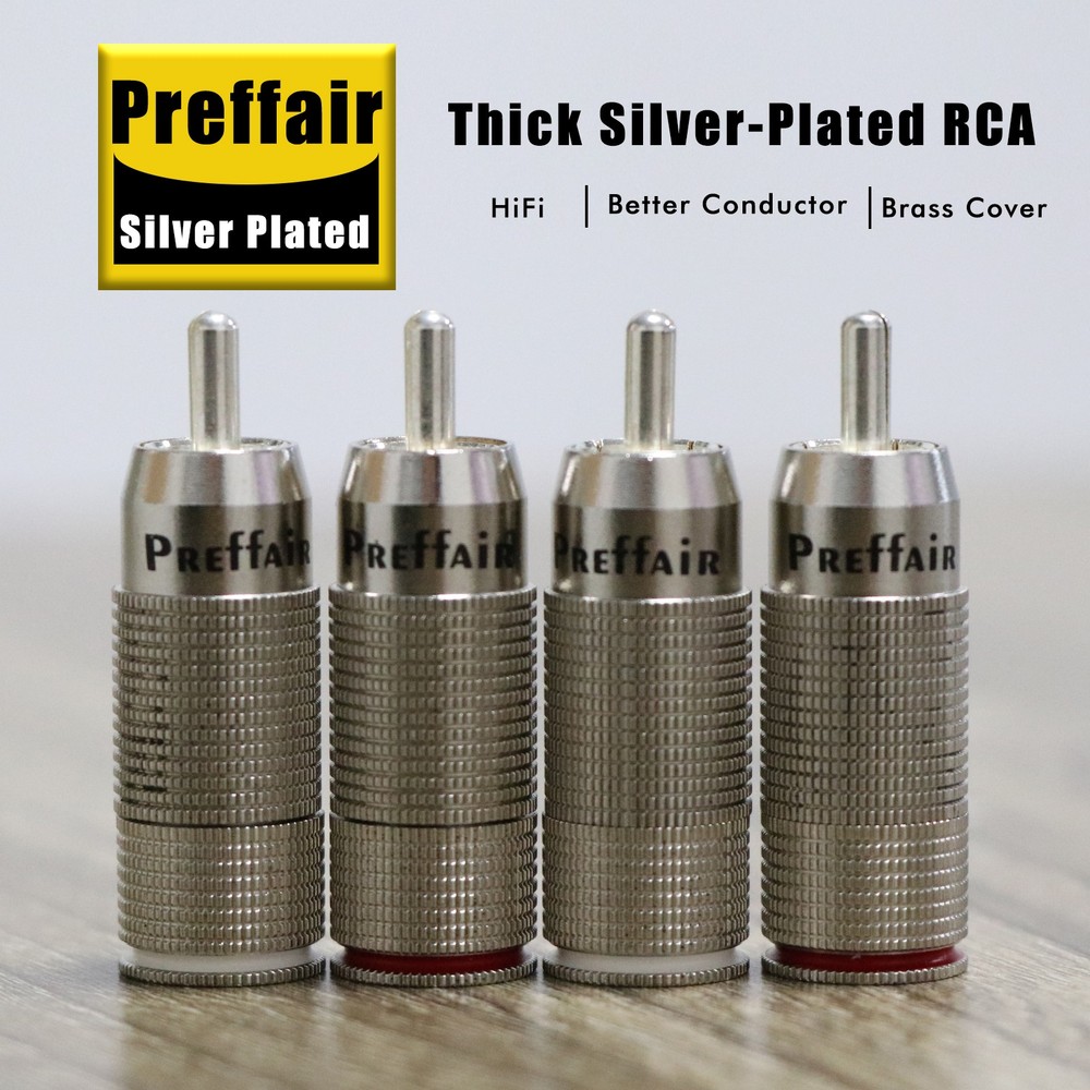 4Pcs HIFI Preffair Locking RCA Male Connector Silver Plated