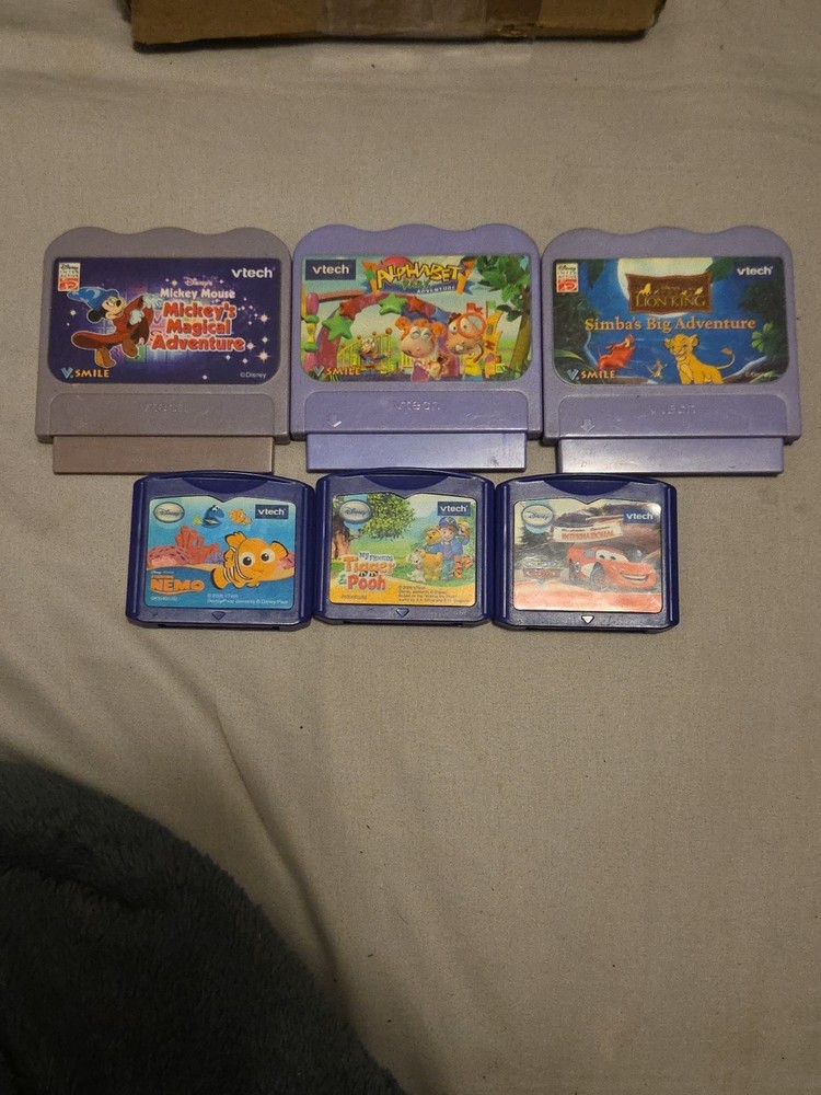 VTECH GAME LOT. 6 GAMES TOTAL. 3 BIG, 3 SMALL. ALL VTECH