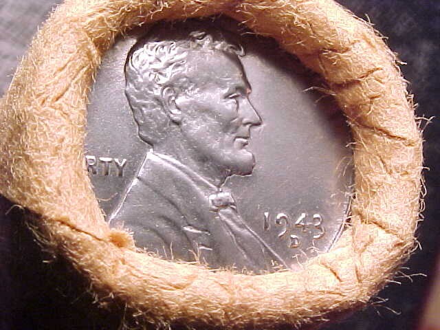 1943-D OBW ORIGINAL BANK WRAPPED ROLL BU UNCIRCULATED LINCOLN WHEAT CENT PENNIES
