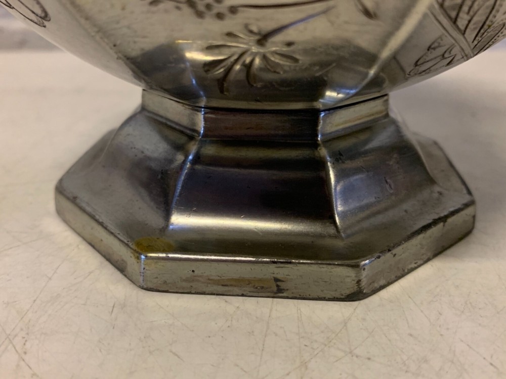 Vintage Simpson Hall Miller & Co. Silver Triple Plate Floral Decorated Vase