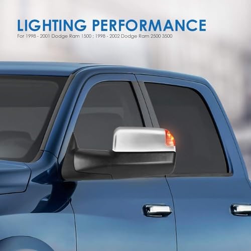 Left and Right Mirrors Compatible with Dodge Ram 1998-2002 Chrome Turn Light