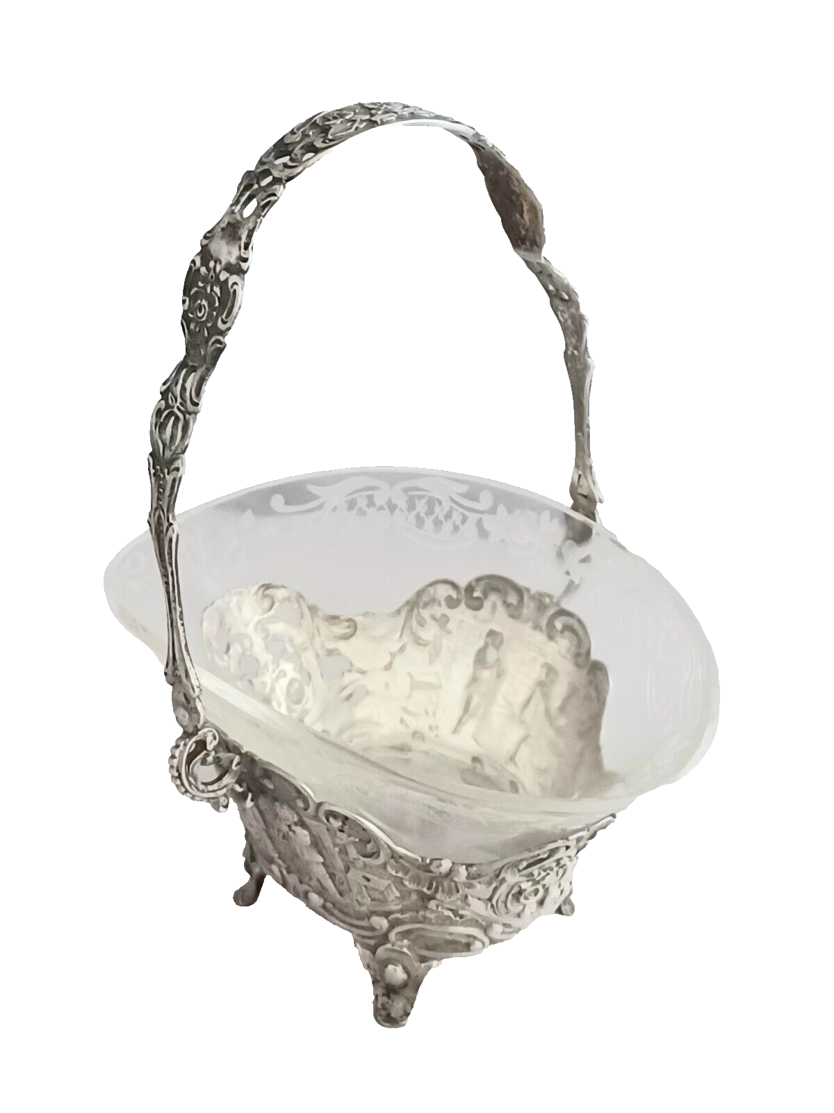 Vereinigte Silberwarenfabrik Hanau Figural Crystal Sterling Candy/Nut Basket(s)