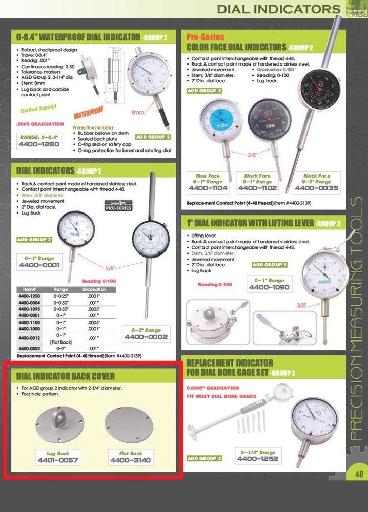 FLAT BACK FOR INDICATORS WITH A 4 HOLE PATTERN (4400-3140)