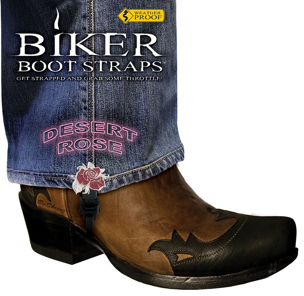 6" Desert Rose Biker Boot Straps