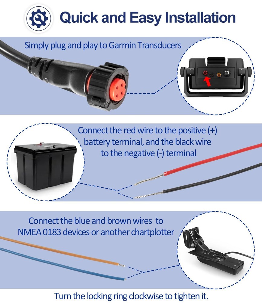 010-12445-00 Power/Data Cable for Garmin echoMAP Chirp/Plus/UHD,Panoptix,GPSMAP