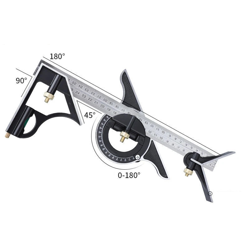 Adjustable Right Angle Ruler and Protractor Combination Measuring Tool