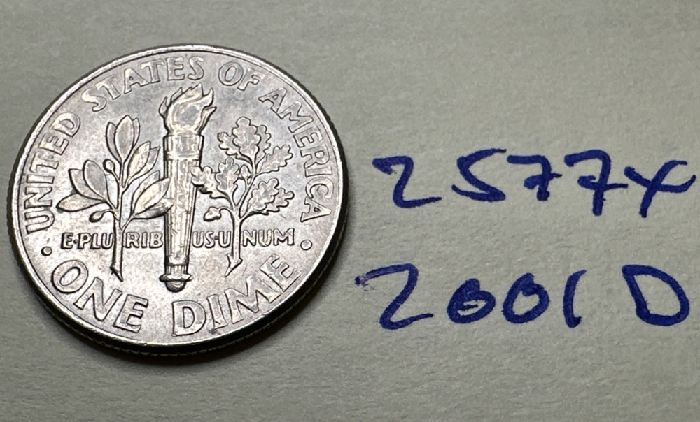 2001 (D) US Roosevelt Dime 10C 2577X