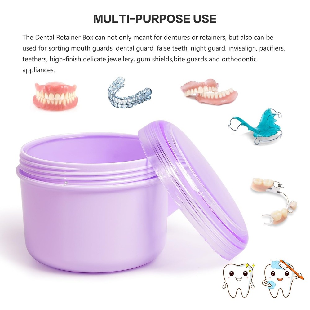 Large Denture Case, No-Leak Denture Container Cups for Soaking Full & Partial...