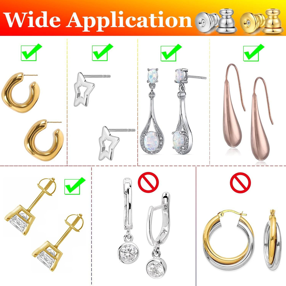 Earring Backs for Studs, 18K Gold Bullet Earring Backs Replacements for Studs/Dr