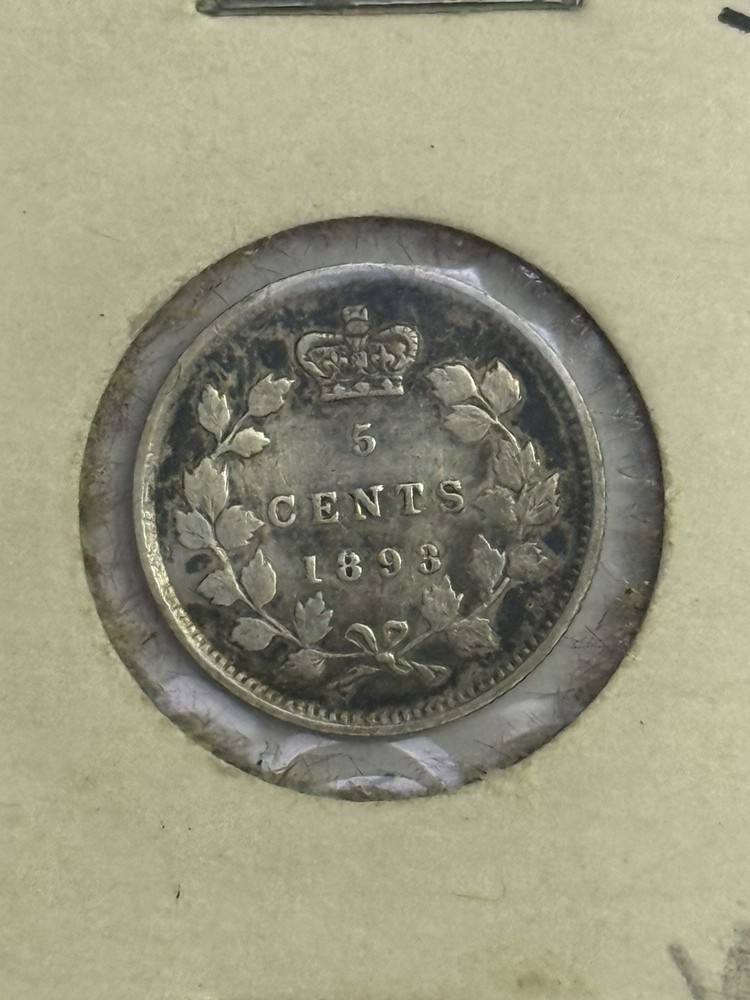 1893 Canada 5 Cents VF Silver Coin