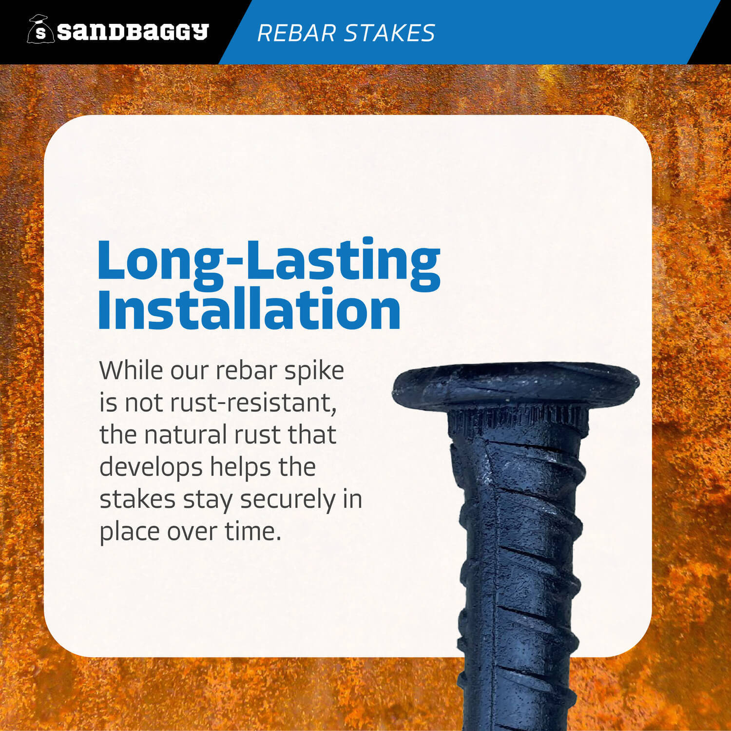 Sandbaggy 24" Steel Rebar Stakes with Nail Head - Garden Stakes (#4 Rebar)