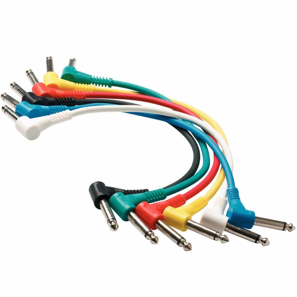ZoZo Multi-Color 12-inch Right-Angle 1/4" Patch Cables, 6-Pack