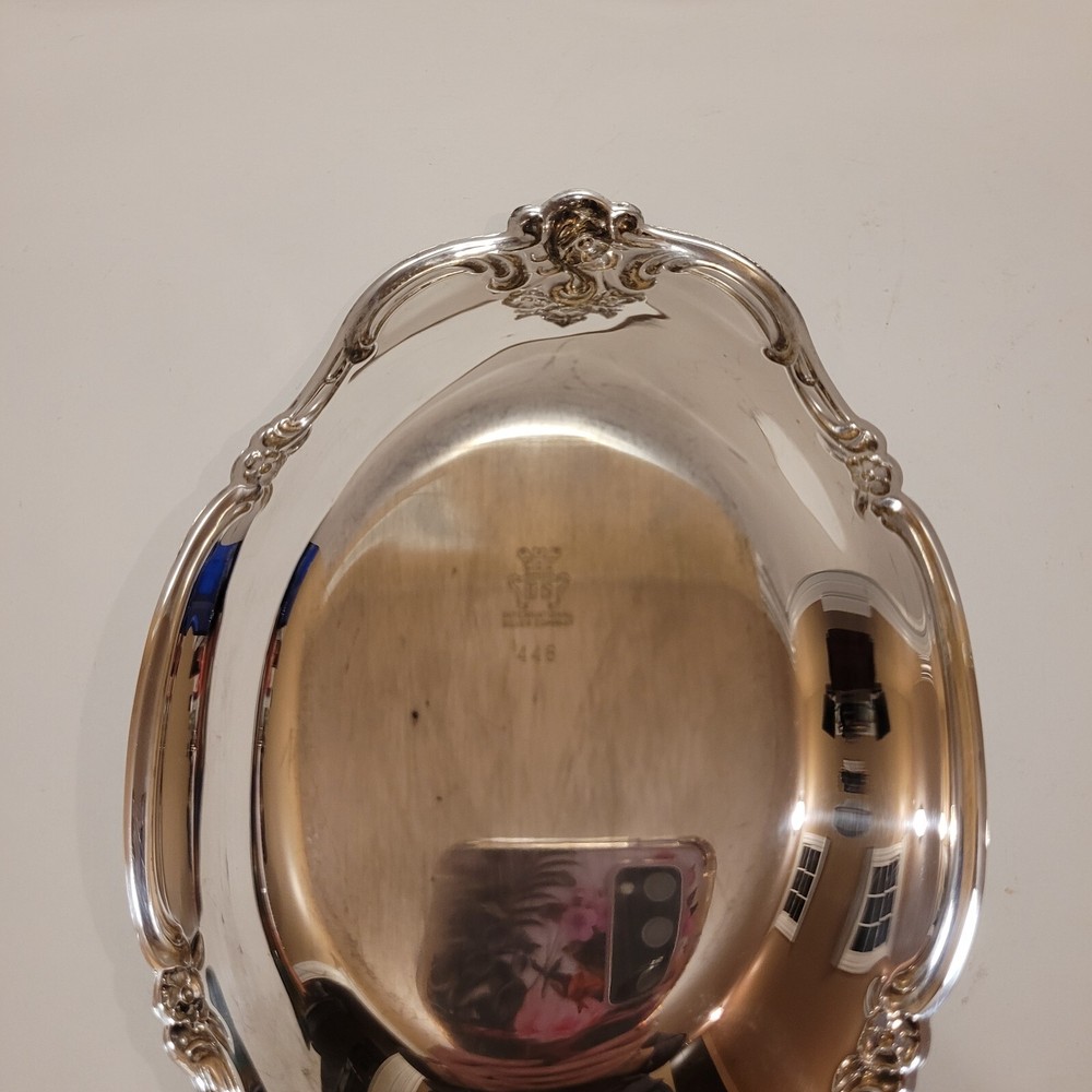 Vintage MCM Silver Oval Scalloped Plate Dish International Silver 8¾"