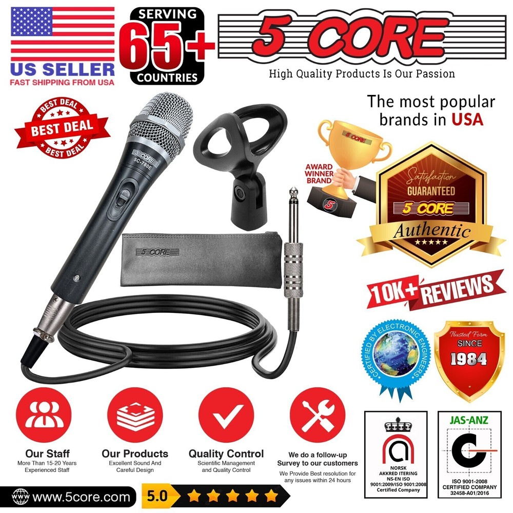 5Core XLR Microphone Dynamic Mic Karaoke Singing Studio Microfono Handheld Mics
