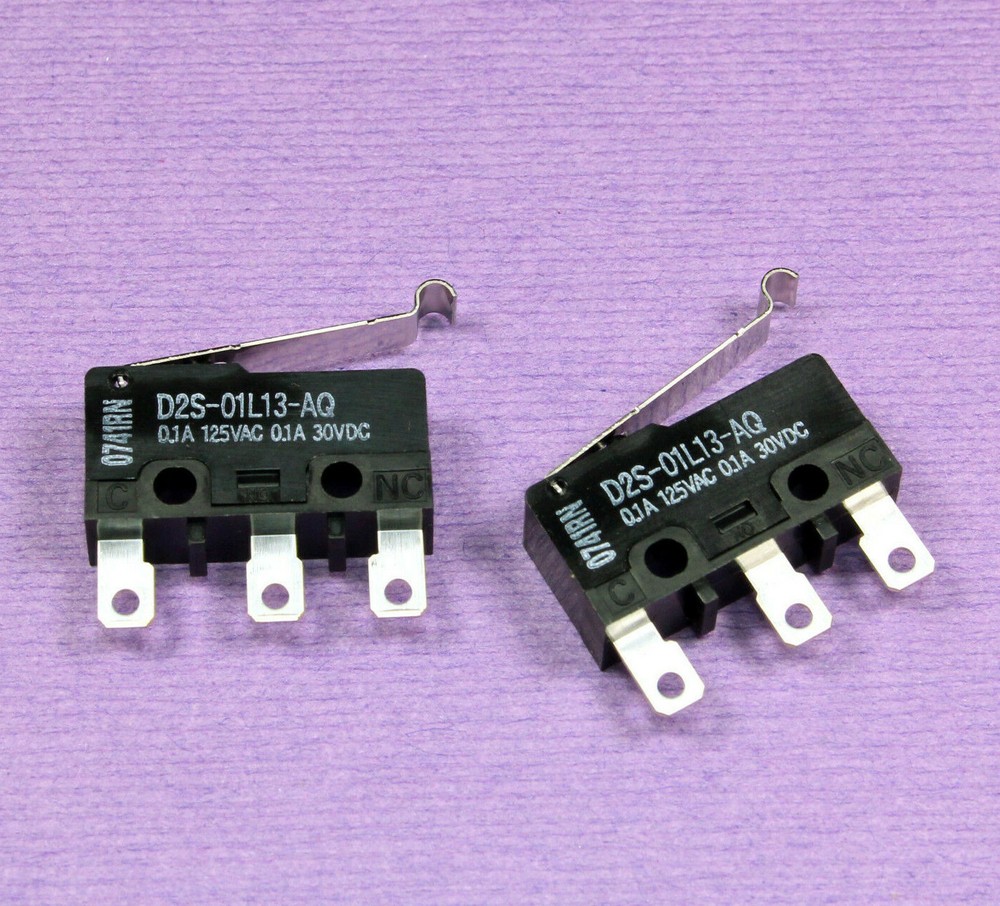 10pcs Omron Sub Miniature Switch. Solder Tab, 30vdc, Simulated Roller, SPST