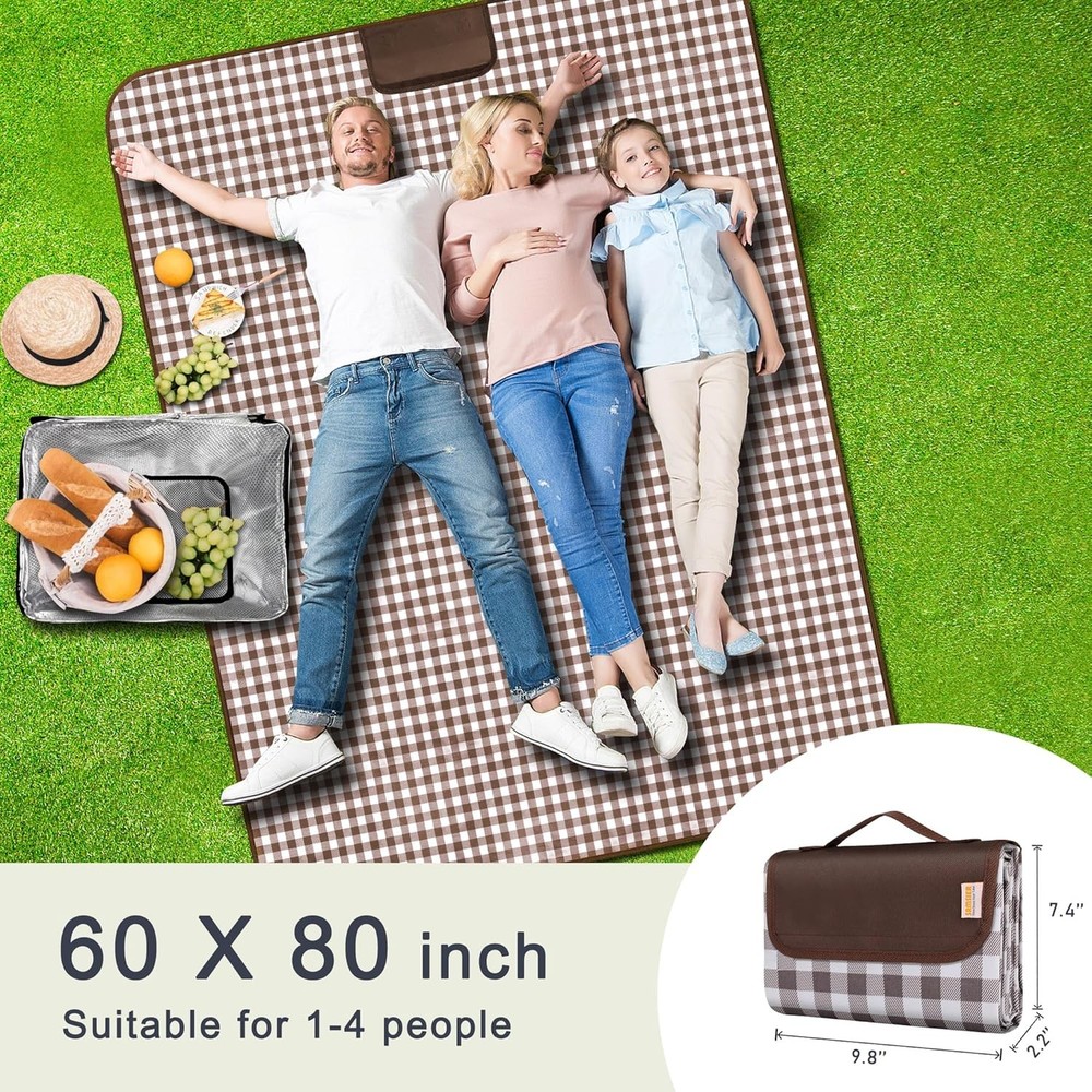 Outdoor Picnic Blankets 5' x 6'8" (Rectangular), Brown
