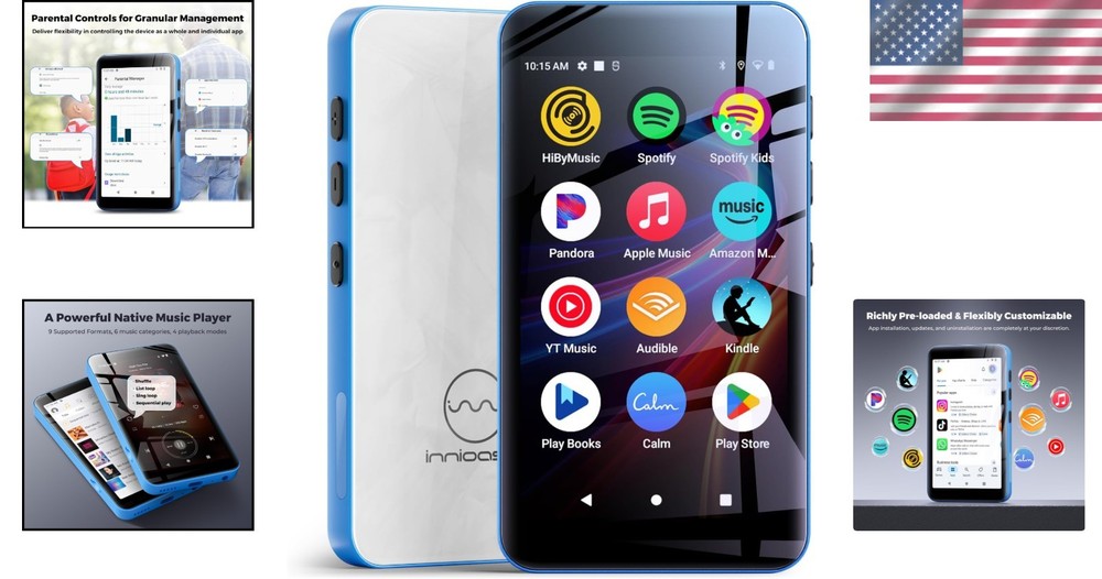Blue MP3 Player with WiFi, Spotify & Parental Controls