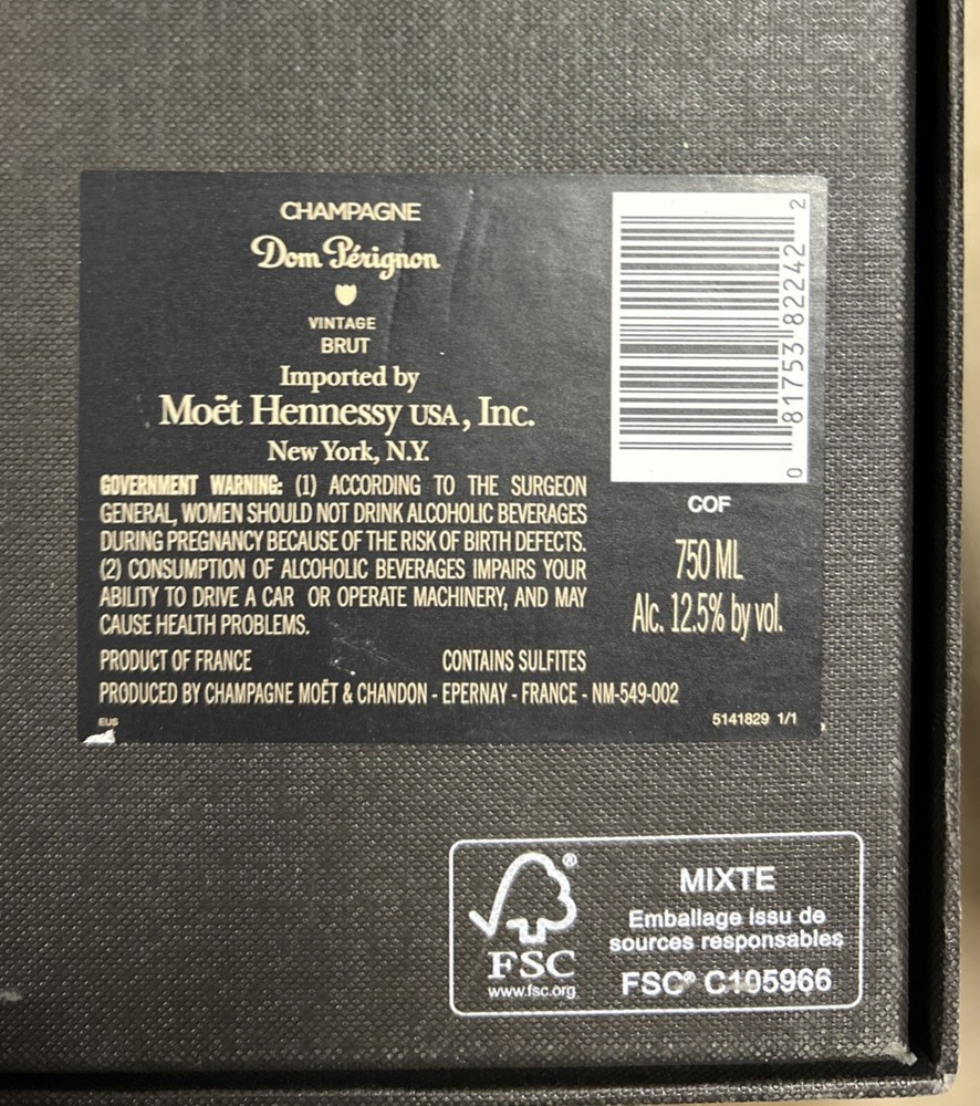 Dom Perignon Vintage 2012 Empty Bottle With Box Inserts Cork Champagne