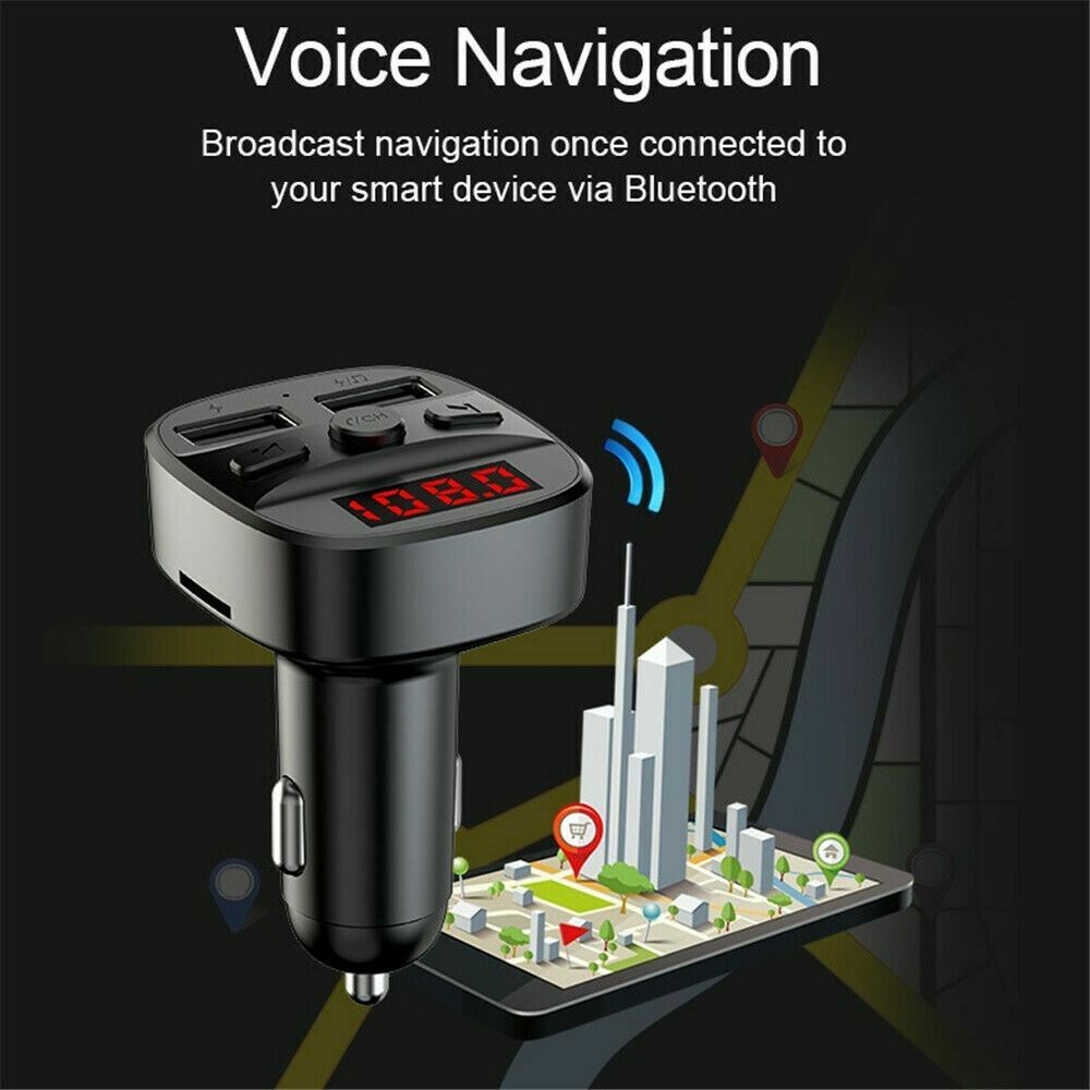 Dual USB Charger Car Kit Bluetooth 5.0 Handsfree FM Radio Transmitter MP3 Player