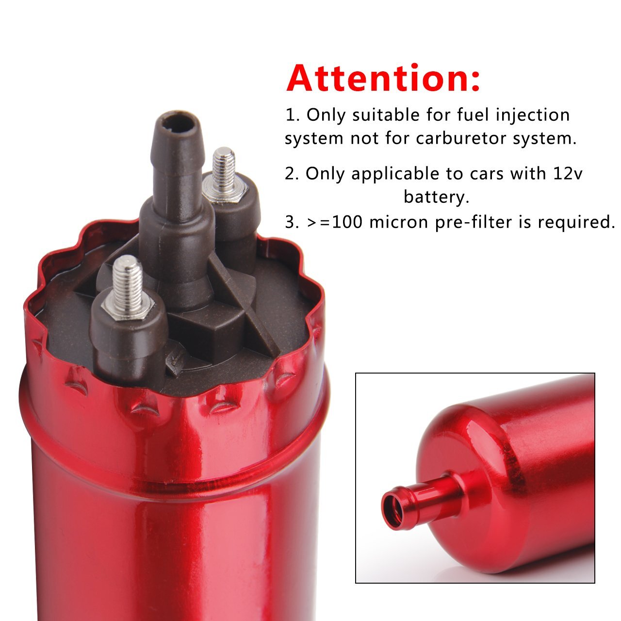 External Inline High Pressure EFI Fuel Pump Replaces for Walbro Kits 45-125 psi